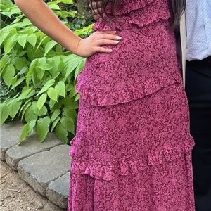 o.p.t Ingrid Floral Print Ruffle Chiffon Midi Dress NWT L